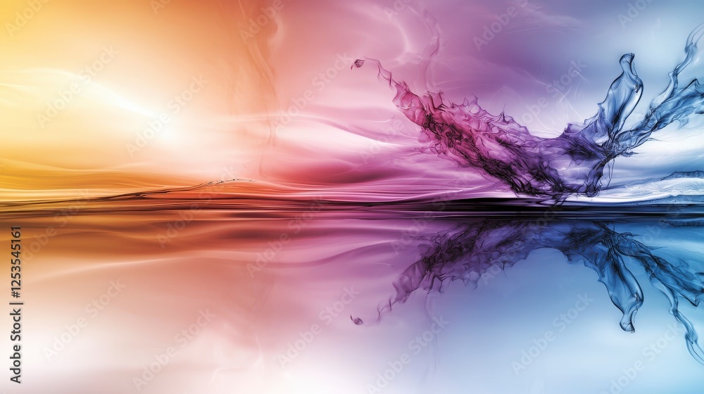 Poster ethereal rainbow gradient splash abstract art digital artwork modern aesthetic serene viewpoint flui