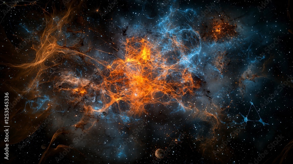 Aufkleber Cosmic particles in action deep space abstract art celestial environment expansive viewpoint universal concept