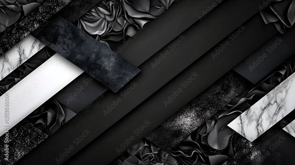 Poster dynamic black and white abstract stripes modern art graphic design digital artwork creative space vi