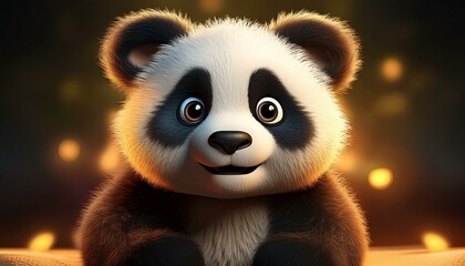 Obraz premium Niedliches Panda Baby, schwarzer Hintergrund