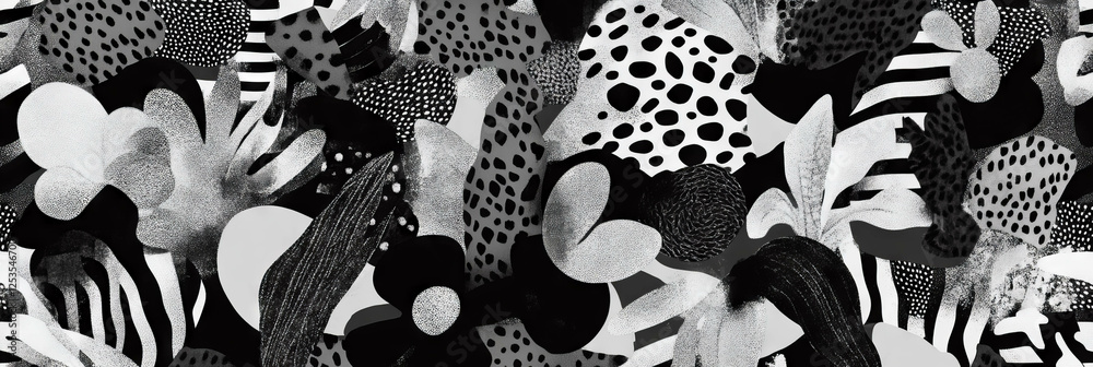 Poster bold floral patterns combined with geometric shapes create a stylish seamless design
