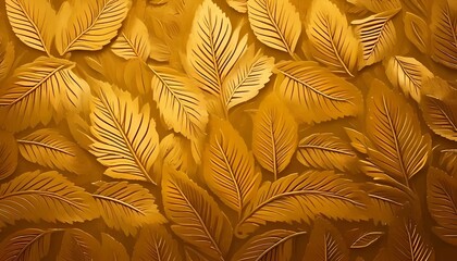 Abstract leaf on gold foil background.	