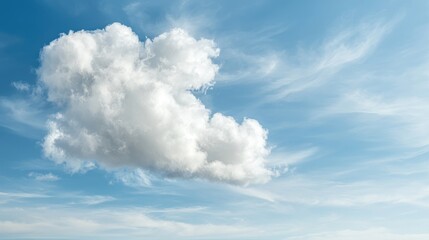 Fluffy cumulus cloud against vibrant blue sky. Possible use Nature background, weather forecast, desktop image