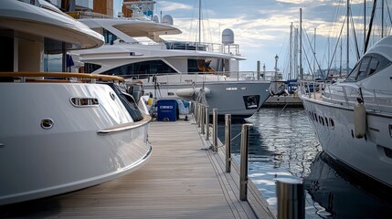 Fototapeta premium Luxury yachts docked at marina scenic view lifestyle photography nautical environment tranquil setting