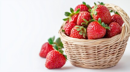 Sweet Summer Strawberries in a Rustic Basket