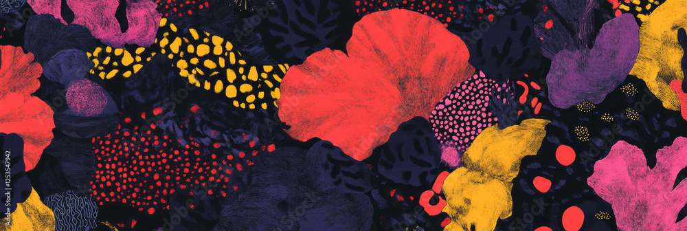 Poster Intricate interlocking floral pattern with African design elements and rich textures