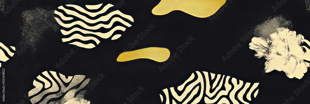 Poster seamless pattern of interlocking floral shapes with african-inspired designs and textures