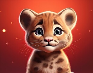 Puma Baby, roter Hintergrund