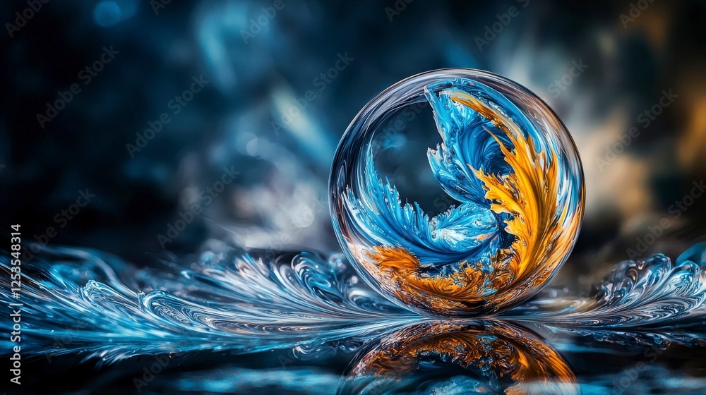 Aufkleber Dynamic shapes and patterns transforming from balance to imbalance abstract art digital creation surreal environment