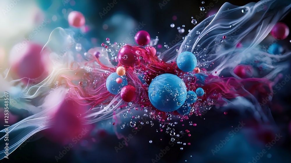 Poster Rhythmic expansion and contraction of shapes abstract digital art colorful patterns surreal environment vivid viewpoint