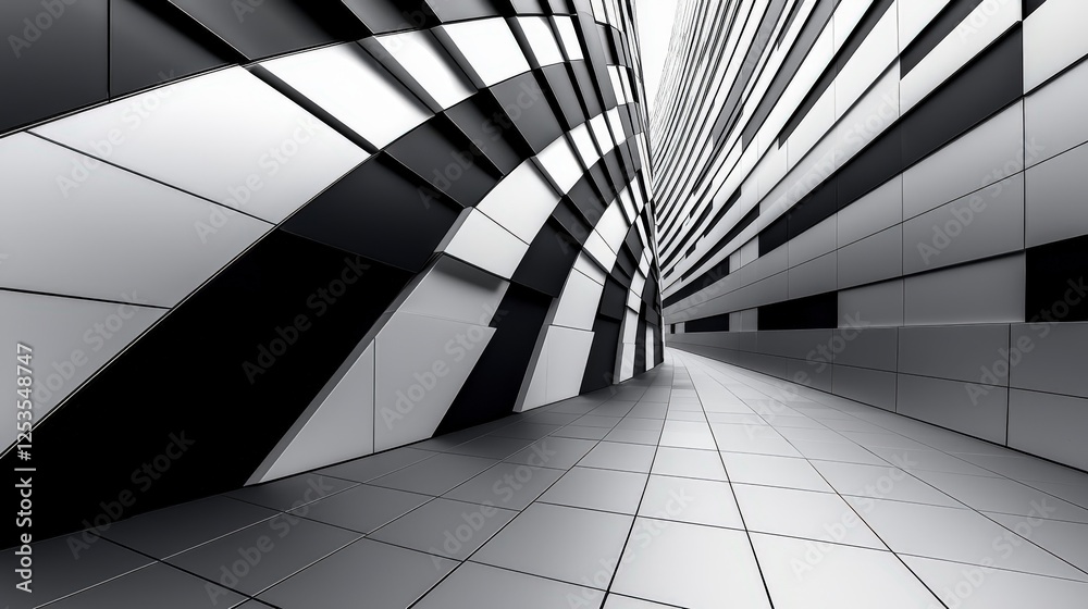 Fototapete dynamic architectural design with sharp diagonal lines modern gallery digital art contemporary envir