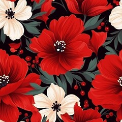 Obraz premium Vintage decorative bloom flowers seamless pattern for wallpaper