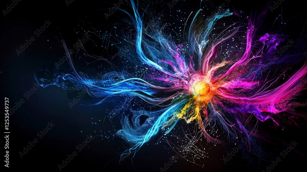 Leinwandbilder Swirling magnetic fields visualized as colorful fluid art abstract concept digital environment vibrant viewpoint