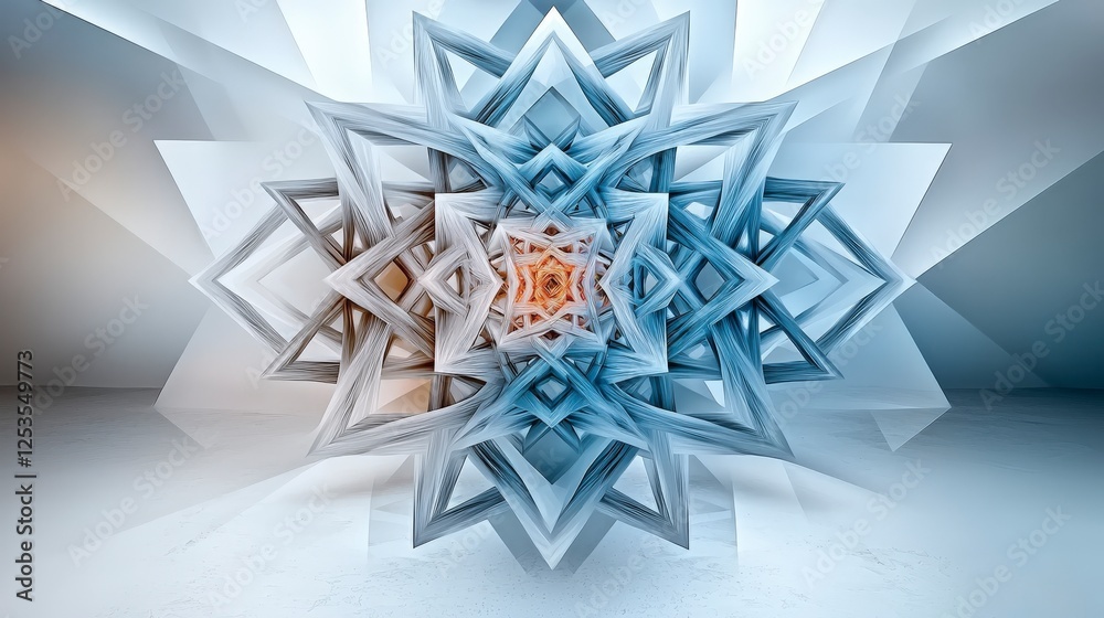 Poster symmetrical geometric shapes in harmonious arrangement abstract art studio digital artwork contempor
