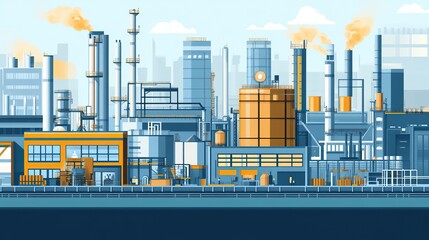 A modern factory with multiple production lines, creating a variety of industrial products.