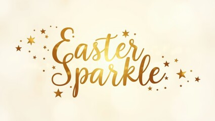 Fototapeta premium Gold Easter Sparkle Festive Design with Stars Holiday Greeting Card Background