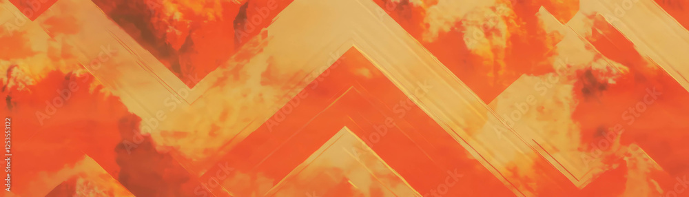 Poster bright orange pattern of rice fields from above with geometric shapes and varied tones
