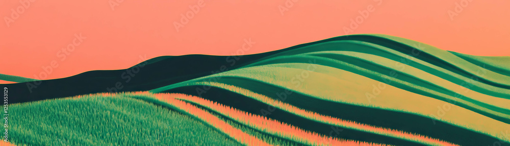 Aufkleber bright geometric patterns of rice fields create striking visuals in vibrant colors