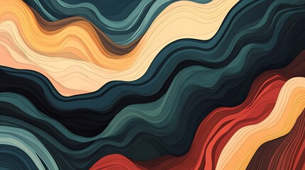 Abstract Wavy Lines in Earthy Tones