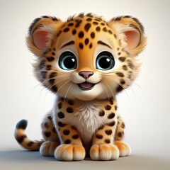 Niedliches Leopardenbaby, weißer Hintergrund