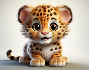 Niedliches Leopardenbaby, weißer Hintergrund