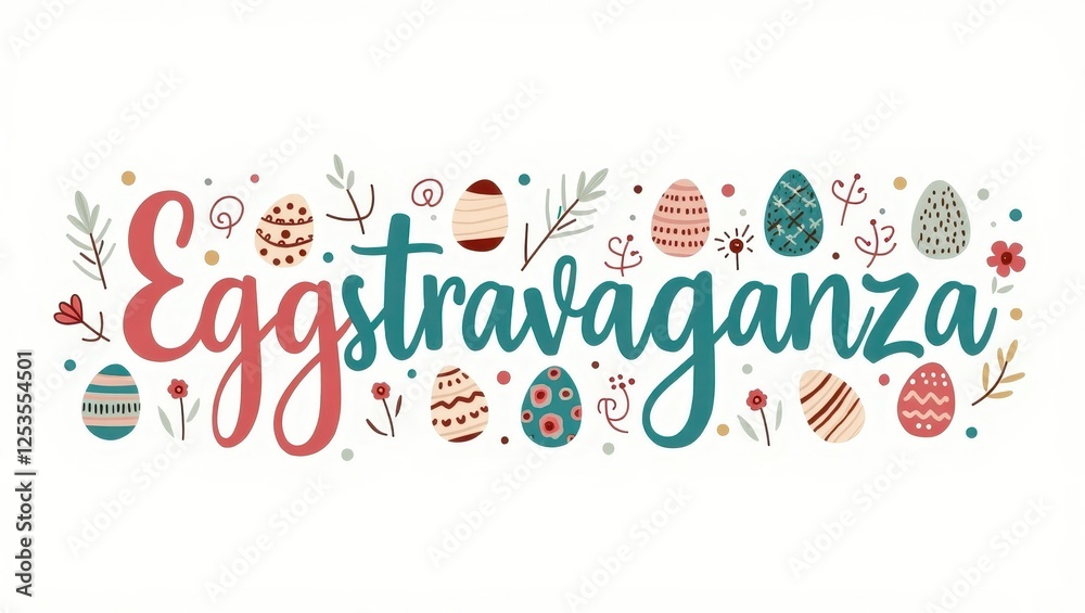 Wall mural Festive Easter Eggstravaganza Design with Decorated Eggs and Floral Elements