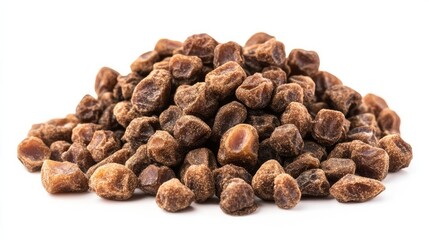 A pile of delicious dried dates isolated on a white background Arabic food