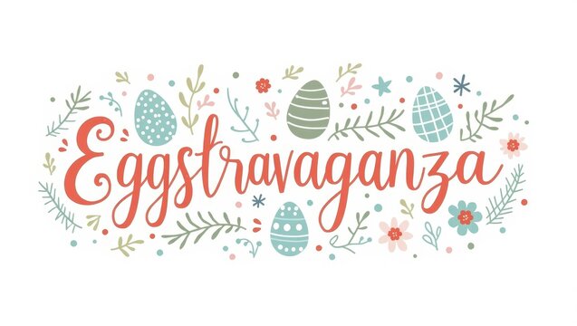 Festive Easter Eggstravaganza Design with Floral Elements and Pastel Eggs