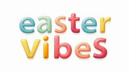 Colorful Easter Vibes Text Design Pastel Easter Typography Spring Holiday Festive Alphabet