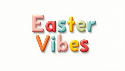 Obraz premium Colorful Easter Vibes Text Pastel 3D Letters Spring Holiday Design
