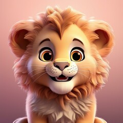 Obraz premium Hübscher Löwe, rosa Hintergrund