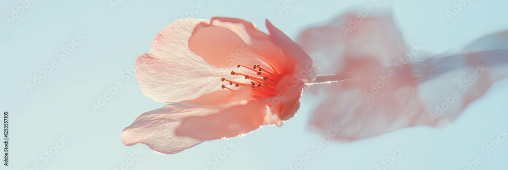 Aufkleber sakura petal with distinct insect bite against a bright white background for design