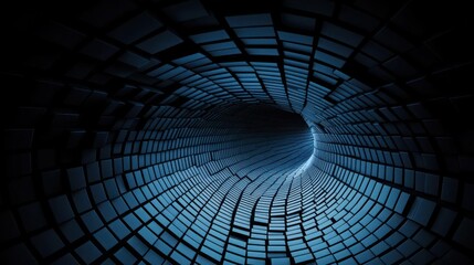 Abstract Blue Geometric Tunnel Background