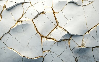 Abstract cracked surface with intricate golden veins and luxury white marble texture in fine detail...