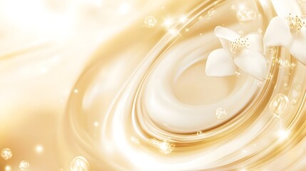 Captivating abstract background featuring mesmerizing golden swirling waves of light glitter and shimmer  This digital or 3D rendering can be used for luxury elegant and high end design applications