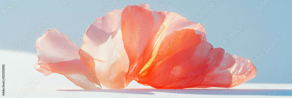 Poster torn sakura petal resting on a bright white background showcasing delicate textures