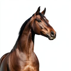 Obraz premium Majestic Brown Horse Portrait Against White Background