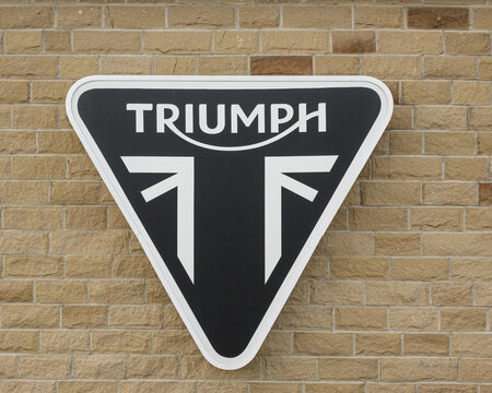The logo of Triumph the leading British motorcycle manufacturer whose motorbikes have often starred in world championship races