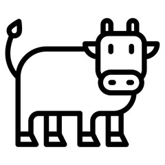 Minimalist Line Art Cow Icon for Design