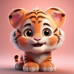 Niedliches Tigerbaby, rosa Hintergrund