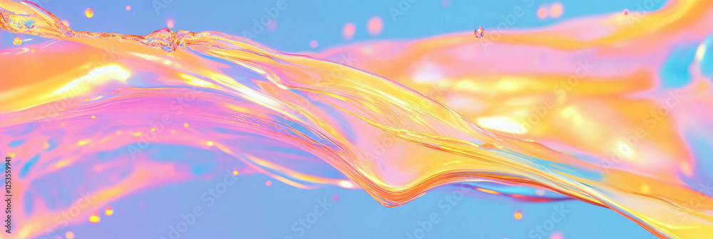 Aufkleber Dynamic flowing lines and colorful splashes create vibrant excitement in abstract art