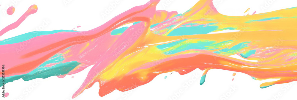 Poster Dynamic colorful splashes and flowing lines create vibrant energy in abstract design