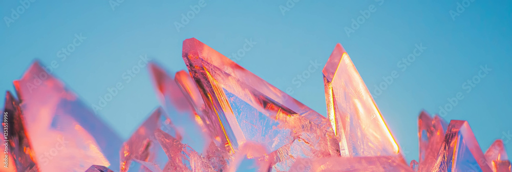 Poster Abstract ice crystals create intricate geometric patterns against a bright backdrop