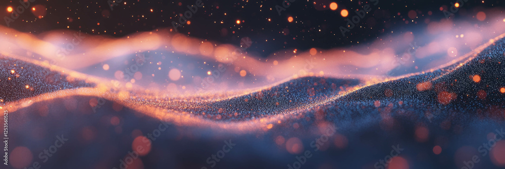 Poster dynamic light trails and particles create an energetic and vibrant background for digital art