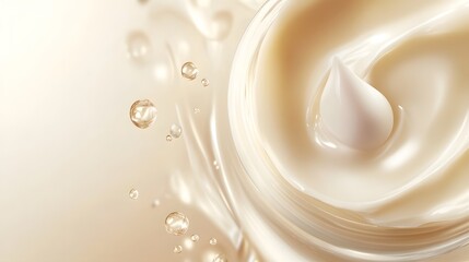 Close up shot of a creamy smooth and luxurious texture of a moisturizing cream or lotion product  The image showcases the delicate