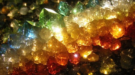 Vibrant Natural Crystals with Rainbow Colors Sparkling Under Soft Light in a Close-Up View