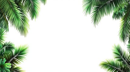 Vibrant Tropical Leaves Framing a Blank Space for Creative Design and Nature Themes