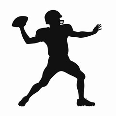 Obraz premium Football Quarterback Silhouette in black on a white background
