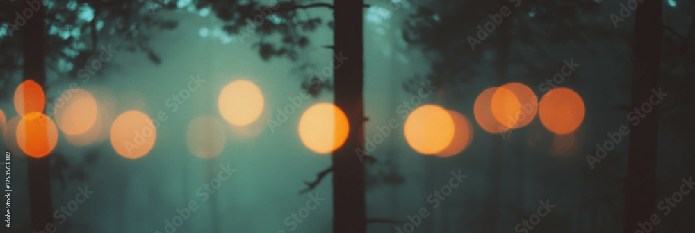 Aufkleber Blurred fog and mist creating a dreamy, atmospheric bokeh effect in a forest setting