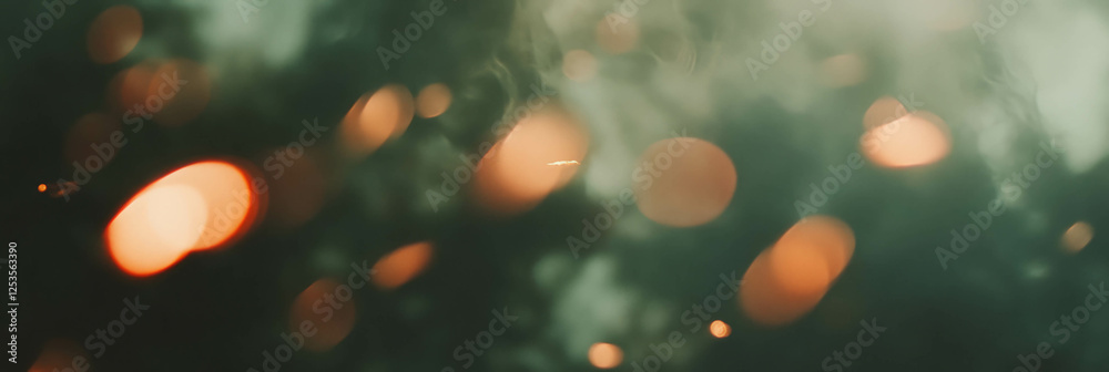 Poster Blurred texture of fog with bokeh circles creating a dreamy and atmospheric background